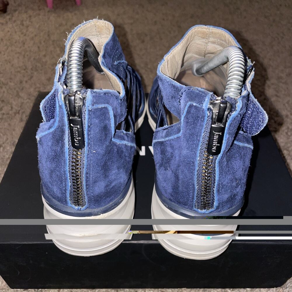 Jambu Naomi Blue Suede Leather Lace Up Wedge Gladiator Sandals Women's Size 9M - Picture 5 of 8